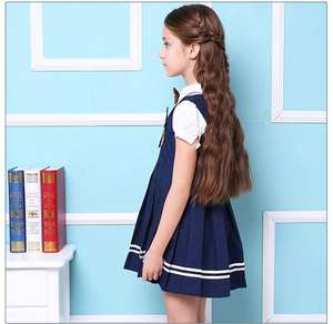 Vestido de Uniforme Escolar de Verano Oxford Personalizado para Niñas de Primaria, de una Pieza - Product Image 5
