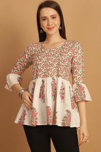Atasan Kurti pendek/penuh lengan pendek katun murni desain bergaya Modern Barat untuk anak perempuan tersedia dalam jumlah besar - Product Image 6