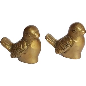 Une paire de laiton décoratif mignon oiseaux décor à la maison pièce maîtresse moineau Figurine pour salon étagère murale décoration de bureau - Product Image 2