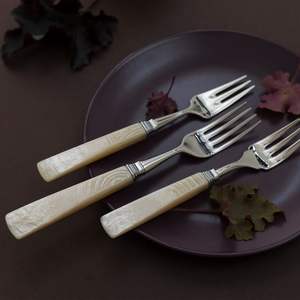 Couverts élégants à poignée en résine de style moderne rose et blanc avec couverts à tête argentée pour les maisons, les restaurants et les fêtes - Product Image 6