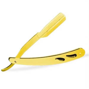 Maquinilla de afeitar de barbero para hombre de acero inoxidable de primera calidad totalmente personalizada con logotipo personalizado, hoja deslizante, maquinilla de afeitar de garganta de corte dorado - Product Image 3