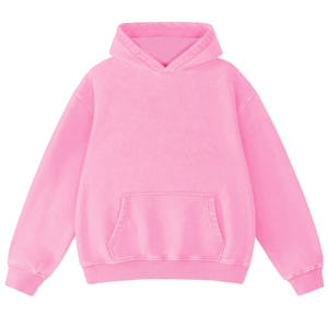 Sudaderas con capucha de algodón 100% de peso pesado personalizadas, Color rosa, desgastado, lavado ácido, diseño bordado, bolsillo económico - Product Image 1