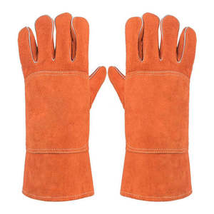 Guantes de Soldadura de Cuero Blanco Resistentes con Protección Contra Incendios y Puño Largo - Product Image 4