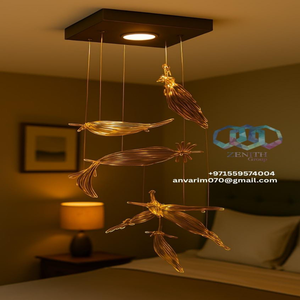 Customizable Glass Leaf Pendant Light Adjustable Height Hanging <b>Chandelier</b> for Hotel Bedroom USA UAE KSA Qatar China Kuwait - Product Image 3