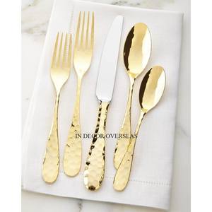 Texture martelée Designer poignées or couverts ensemble pour mariage et fêtes Table à manger couverts accessoires fournitures de l'Inde - Product Image 1