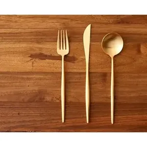 Ensemble de couverts faits à la main or/argent fourchette en métal jetable écologique cuillère vaisselle mariage couverts lot de 3 pour hôtels - Product Image 3