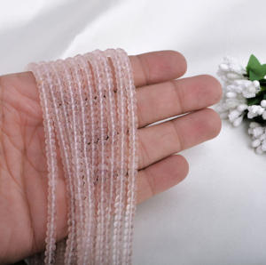 Cuentas Facetadas de Cuarzo Rosa, Cuentas de Piedras Preciosas Naturales para la Elaboración de Joyería Fina - Product Image 3