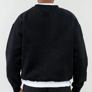 เสื้อสเวตเตอร์คอลูกเรือแบบลำลองเปิดไหล่สำหรับผู้ชายเสื้อสเวตเตอร์คอตตอน100% โอเวอร์ไซส์ทำจากผ้าฝ้าย - Product Image 3