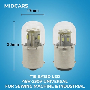 <span class=keywords><strong>Ampoule</strong></span> LED BA15D 220V 110V 48V, large plage de tension, 1,2W, T16 G18, mini lampe à signalisation à culot baïonnette pour machine à coudre - Product Image 1