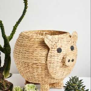 High Quality Customizable Seagrass <b>Belly</b> <b>Basket</b> Adorable Animal Decorative Handwoven <b>Basket</b> for Kids Room and Living Room - Product Image 1