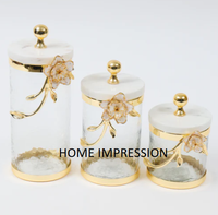 HOME IMPRESSION Recipiente de Almacenamiento de Cocina Multifuncional, Hecho a Mano, de Metal y Vidrio, Ecológico, con Diseño Floral Martillado, Personalizable