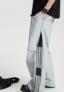 Unisex <b>Nylon</b> Cargo Pants Loose Fit Drawstring Waist Side Zip Pockets Jogger Style Casual Streetwear Trousers - Product Image 5