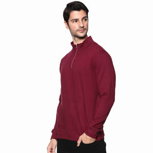 Best Quality Men's Windproof Printed Polyester Cotton Half Zip Hoodies Sweatshirts Maroon Colour With Custom Logo - Product Image 4