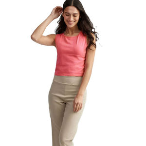 Camisetas sin mangas cortas de diseño personalizado de alta calidad para mujer, camiseta sin mangas personalizable en blanco, ligera y elegante, tejida por transferencia de calor - Product Image 2