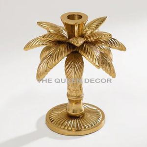 Premium Quality Aluminum Metal With Glass Unique Leaf Design Design Golden Finished unique, candle <b>jar</b> Candle Holder - Product Image 5