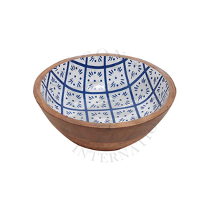 20250 vente chaude multicolore en bois émail imprimé rond bol de service bol à salade en bois pour la vente en gros de l'Inde plats et assiettes - Product Image 1