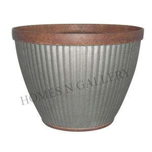 Lo último en macetas grandes de metal de hierro envejecido, macetas elegantes decoraciones de jardín al aire libre, diseño del hogar, hermosa pátina antigua - Product Image 5