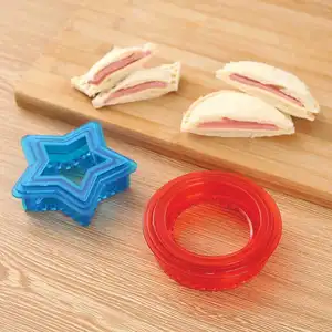 Fiambrera de plástico personalizada, molde redondo con forma de pan para galletas, cortadores de sándwich cuadrados divertidos para niños