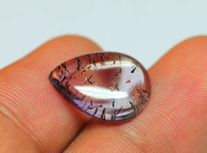 Fantástico Super Seven Gemstone Forma de pera Suave Melodía pulida Super Seven Cabochon Lepidocrocite Rutile Super 7 Stone - Product Image 6