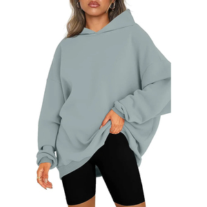 Hoddies personalizados Mujeres de gran tamaño de alta calidad de peso pesado logotipo personalizado pulóver liso sudaderas con capucha de estilo callejero de algodón Hoddies - Product Image 2