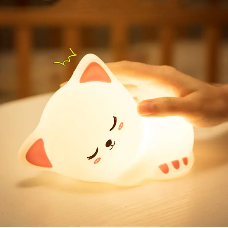 Colorful Abience Lighting Cat Dimming Light Led Decoration Silicone Lamp Kids Bedside Table Lamp for Bedroom With Remote Control