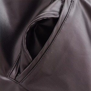 Chaqueta de cuero para mujer, abrigo de bombardero Vintage, moda con cremallera, abrigo de PU para mujer, prendas de vestir, chaquetas de motorista para moto - Product Image 4