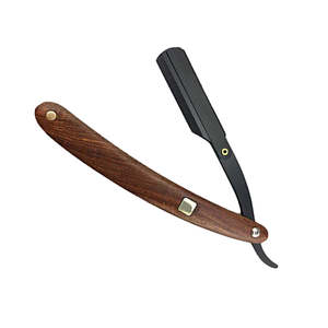 Maquinilla de afeitar de barbero de borde recto, maquinillas de afeitar alemanas de acero inoxidable para hombres, maquinilla de afeitar de barbero con mango de madera para belleza - Product Image 3