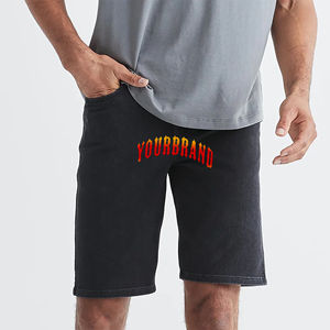 Shorts de Mezclilla 100% Algodón al por Mayor para Hombre, Logotipo Personalizado Serigrafiado, Ropa Urbana Hip Hop, Shorts de Mezclilla Azul Lavado para Hombre - Product Image 1