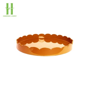 Hot Trending Rattan Scalloped Serving Tray High Quality Handwoven Wicker Tray <b>Table</b> Decoration OEM Variety of Color From Vietnam - Product Image 5