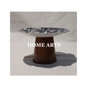 Bol de service de nourriture en fer de conception fantastique avec base en bois bol de fruits secs de forme ronde de qualité supérieure en Inde - Product Image 3