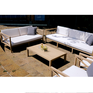 Conjunto de Jardín Moderno Denver Lounge para 8 Personas, Madera de Teca Sólida con Cojín Impermeable, Resistente a los Rayos UV y a la Intemperie - Product Image 1