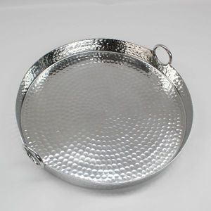 Bandeja redonda de Metal hecha a mano para decoración de cocina, bandeja decorativa redonda de Metal para el hogar - Product Image 2