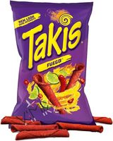 Precio al por mayor Takis Fuego, chips de tortilla de patata enrollados, semiblandos, listos para comer, fritos, salados, envasados al vacío, 92g