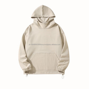 Sudadera con Capucha para Hombre, Estilo Holgado, Cuello Alto Simulado, Algodón Grueso, Sudadera Personalizada de Punto, Sudadera con Capucha Lisa, Hombros Caídos, Ropa Urbana - Product Image 1