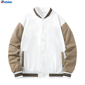 แจ็คเก็ตวาร์ซิตี้ผู้ชายสุดฮิต ทรงหลวม สีตัดกัน ยอดนิยม สไตล์เบสบอล ปักตัวอักษร ไซส์ใหญ่พิเศษ คอตั้ง - Product Image 4
