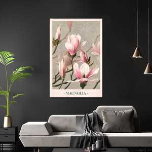 Póster de Magnolia de estilo moderno pintado a mano por L. Prang & Co 1886, decoración de pared con paisaje floral impreso - Product Image 1