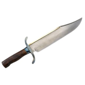 Couteau Bowie Musso en acier Damas fait main, manche en bois pleine soie, couteau de chasse, de camping et de plein air, étui en cuir - Product Image 1