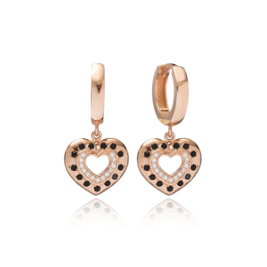 <b>Heart</b> Hollow Design White Zircon Dangle <b>Earrings</b> Turkish Woman Earings Handmade Wholesale 925 Sterling Silver Jewelry - Product Image 1