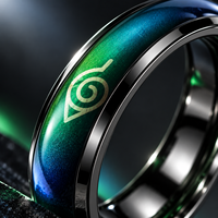 Bague d'humeur JLM en acier inoxydable à changement de couleur selon la température, thème Anime, pour hommes et femmes, bijou fantaisie pour cosplay, cadeau tendance