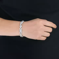Bracelet Hip Hop en Argent 925, Maillons Cubains 8MM, Diamants Moissanite VVS, Symbole Infini Irrégulier, pour Hommes - Vente Chaude