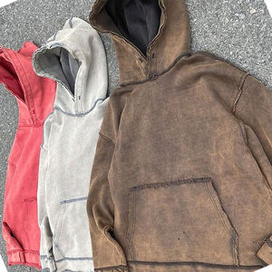 Sudadera con capucha Vintage para hombre, sudadera de manga larga con cremallera y bolsillos, ropa de calle con lavado ácido, sudaderas con capucha con lavado ácido de lana - Product Image 6