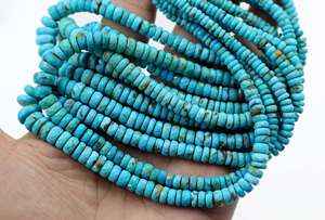 Cuentas turquesas facetadas naturales de Arizona 11X3MM Forma de rueda de neumático Aprox. 16 pulgadas para hacer joyas - Product Image 4