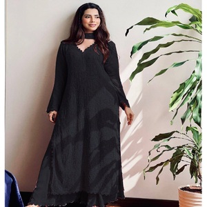 Elegent Indian Made Faux Georgette Top bordado con trabajo Plazo y Dupatta Ideal para uso diario Oficina y elegante Casual - Product Image 1