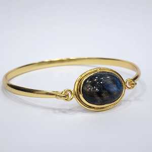 925 argent Sterling plaqué or AA qualité Cabochon Labradorite pierre précieuse fait à la main Unique bracelet réglable - Product Image 4