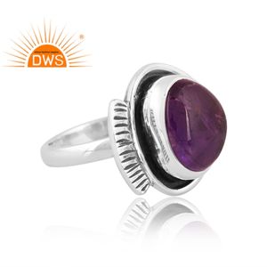 Meilleure qualité bague empilable en argent sterling oxydé améthyste naturelle avec pierres précieuses fabricant de bijoux personnalisés - Product Image 2