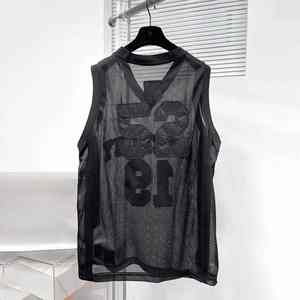 Hommes 2025 été décontracté Sexy haut respirant semi-transparent sans manches gilet avec broderie numérique hommes tendance de la mode - Product Image 3