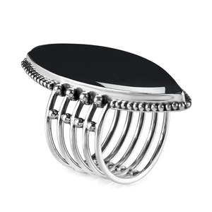 Top Demanded Oversized Black Onyx Gemstone <b>Ring</b> for Women Seeking Balance or Energy Protection Available at Factory Price - Product Image 4