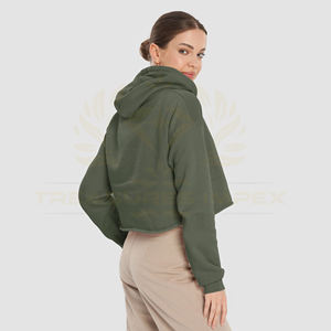Sudadera con capucha sólida informal para mujer con manga larga sudadera recortada para invierno con cordón de punto con capucha - Product Image 2