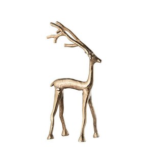 Escultura pequeña de Reno de aluminio con acabado dorado de lujo para Navidad adorno artesanal de Metal Reno para decoración de Navidad - Product Image 1