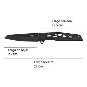 Coltello con serratura Wallis K900384 con manico e clip in alluminio nero - Product Image 2